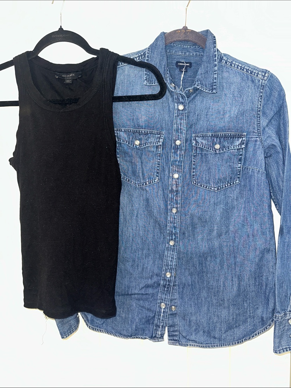 AllSaints Black Tank Top & Joe's Jeans Denim Shirt - Black & Blue Set